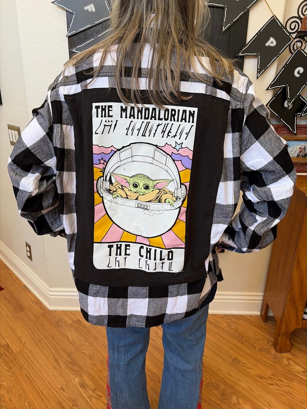 The Mandalorian Star Wars Upcycled Flannel Shirt Unisex 3XL